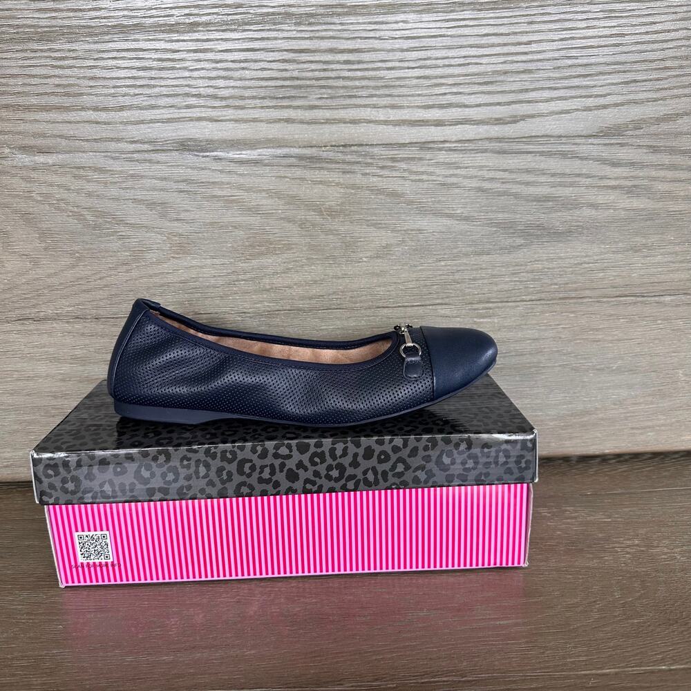 Me Too ! Brielle Leather Ballet FLATS Navy New